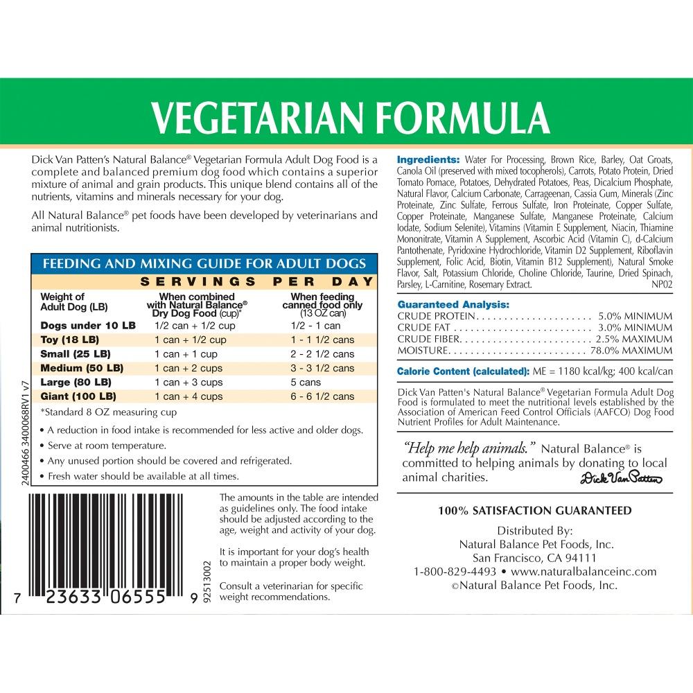 nature balance dog food Natural Balance Vegetarian Formula Canned Dog Food