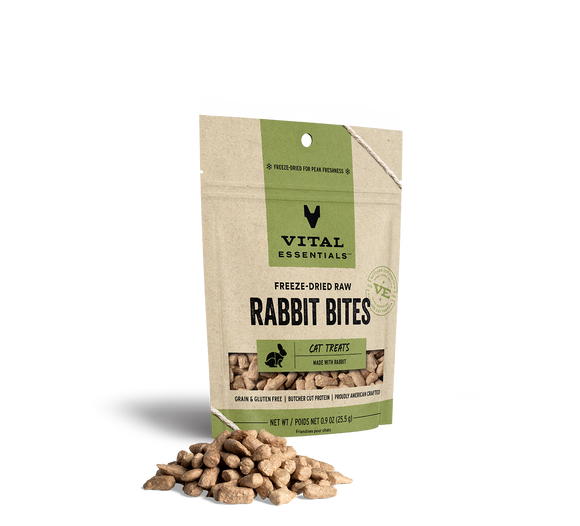 Vital Essentials Freeze Dried Raw Rabbit Bites Cat Treats (.9 OZ)