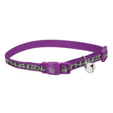 Coastal Pet Products Lazer Brite Reflective Adjustable Breakaway Cat Collar (3/8" X 08"-12", Purple Animal Print)