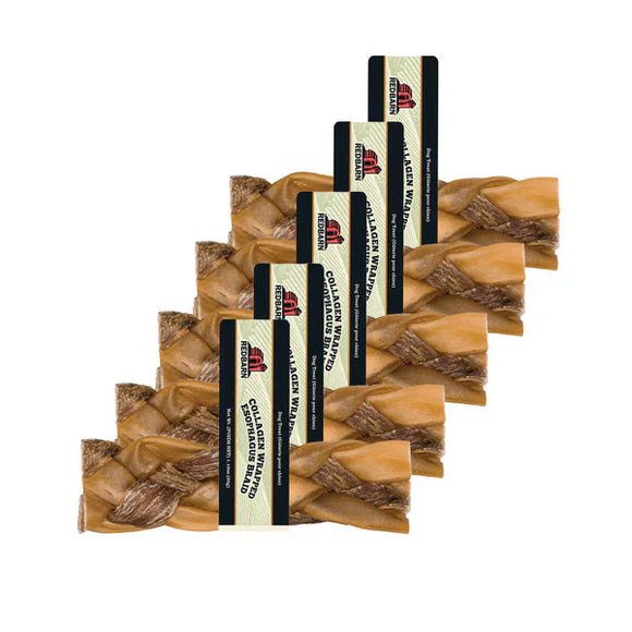 Redbarn New! Collagen Wrapped Esophagus Braid Dog Treats