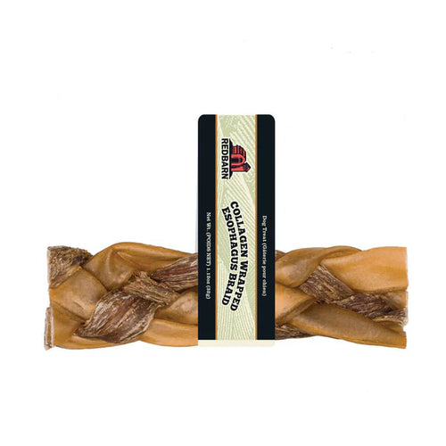 Redbarn New! Collagen Wrapped Esophagus Braid Dog Treats