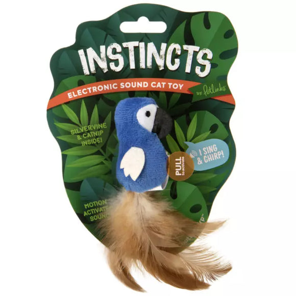 Petlinks® Instincts Chatty Chirp™ Plush HappyNip™ Silvervine & Catnip Bird Electronic Sound Cat Toy