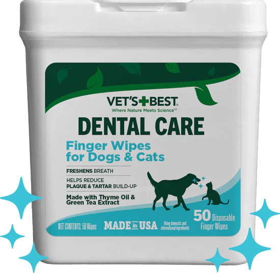 Vet's Best Dental Care Finger Wipes for Dogs & Cats