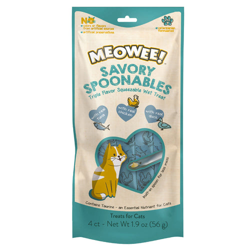 Meowee! Savory Spoonables with Tuna, Chicken + Duck Wet Treats for Cats