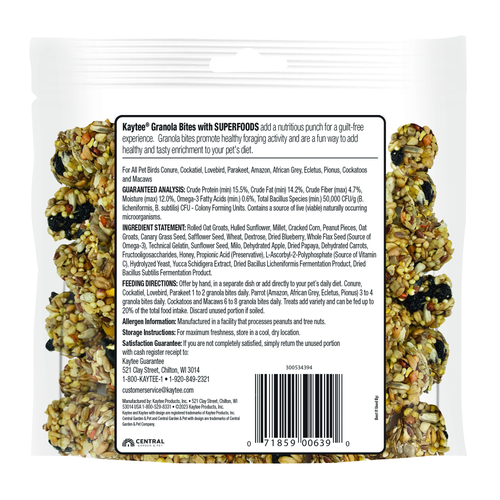 Kaytee Granola Bites with Superfoods Blueberry & Flax Bird Treats