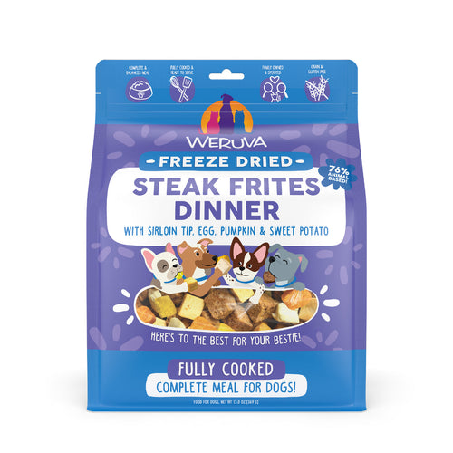 Weruva Dog Freeze Dried  Steak Frites Dinner Freeze Dried with Sirloin Tip, Egg, Pumpkin & Sweet Potato