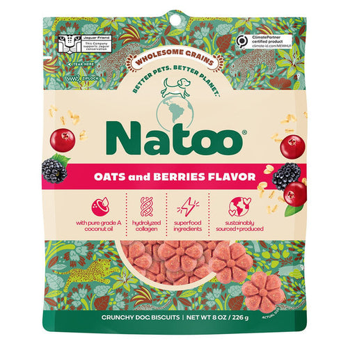 Natoo Crunchy Biscuits Oats And Berries Flavor Dog Treats
