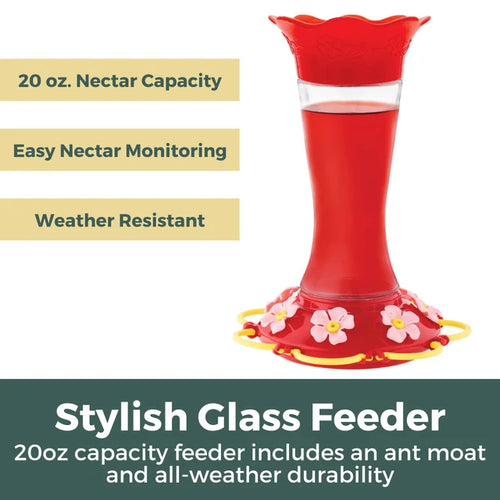 North States Nature's Yard Wildflower Glass 20 oz. Hummingbird Feeder