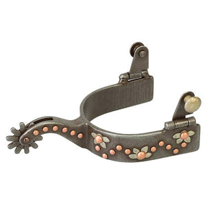 Weaver Mens Spur with German Silver Floral Trim and Copper Accents (1")