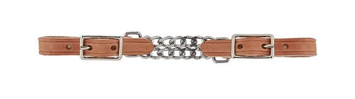 Berlin Custom Harness Leather Double Chain Curb Strap (Nickel Plated Chain)