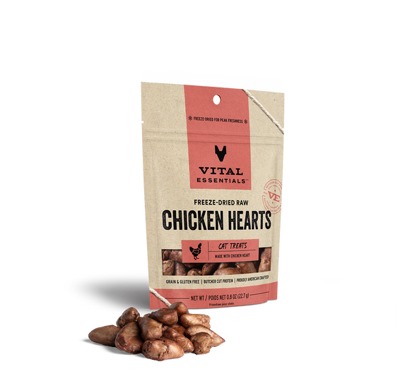 Vital Essentials Freeze Dried Raw Chicken Hearts Cat Treats (.08 OZ)