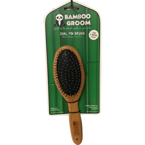 BAMBOO GROOM OVAL PIN BRUSH W/SS PINS (SM/MD)