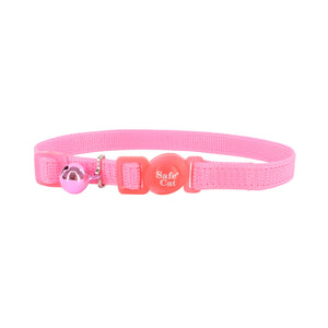 Coastal Pet Safe Cat Adjustable Snag-Proof Breakaway Collar (3/8" X 08"-12", Pink Bright)